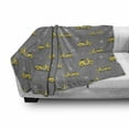 thumbnail image 3 of Motorcycle Soft Flannel Fleece Throw Blanket, Scooters Pattern on a Greyscale Background with Hand Drawn Stars, Cozy Plush for Indoor and Outdoor Use, 60" x 80", Yellow Black and Grey, by Ambesonne, 3 of 6