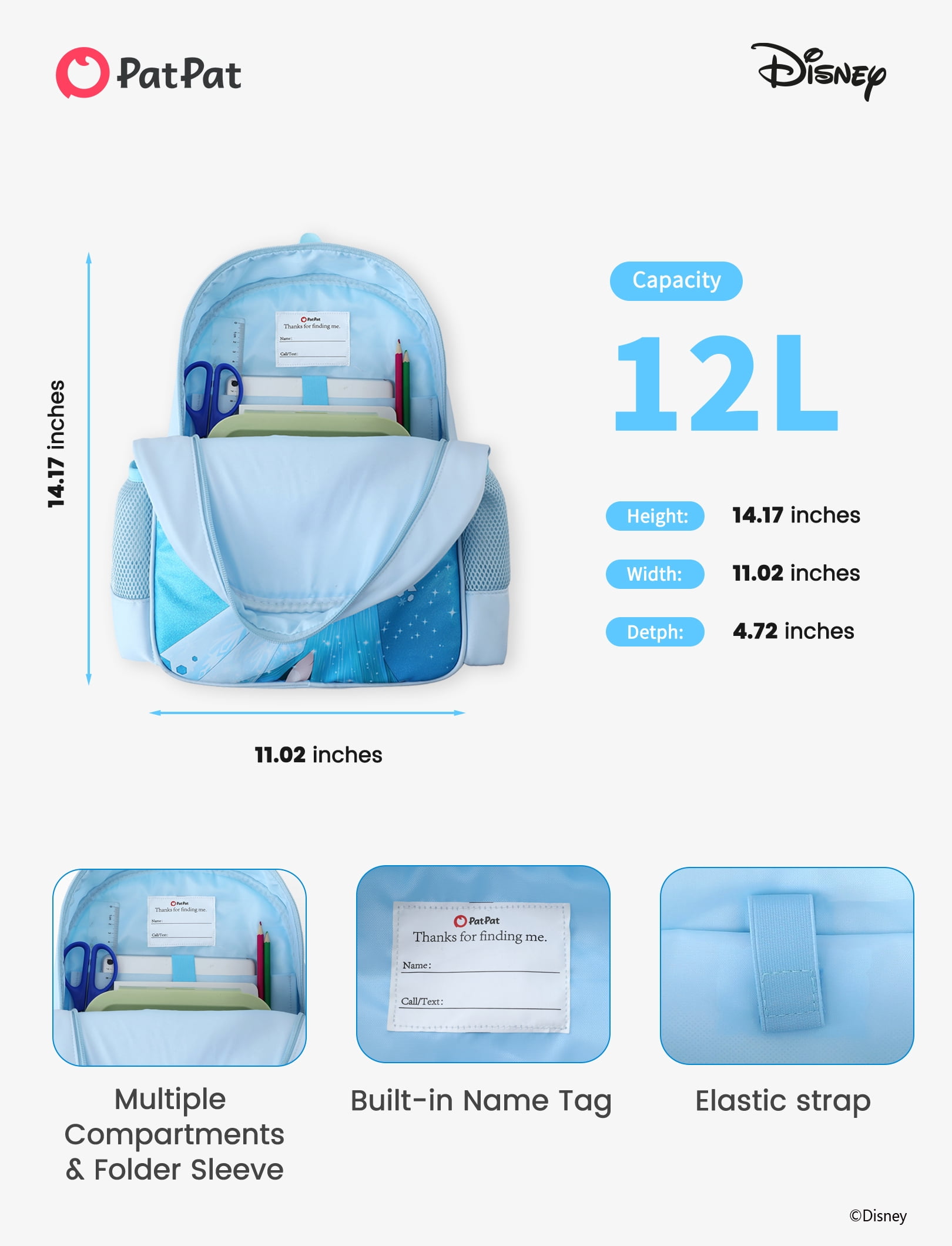 Disney Frozen Elsa Girls Cute Backpack Water Resistant Toddler Backpack Kids Elementary School Bookbag