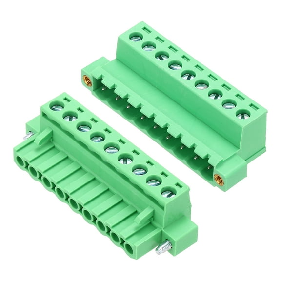 Uxcell 1Set PCB Terminal Block, 300V 10A Male&Female 9 Pin 5.08mm Distance PCB Screw Mount Terminal Block Connector for Industrial Use, Electronic Projects, Green
