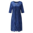 thumbnail image 5 of Aboser Women's Dresses of Attending Wedding Formal Dress Vintage Floral Lace Dresses 3/4 Sleeve Crew Neck Dress Cocktail Party Evening Dress, 5 of 6