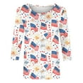 thumbnail image 4 of Weiqiqre Hauts de Printemps pour Femmes Chandails du 4 Juillet pour Femmes T-Shirt à Manches 3/4 Grande Taille Col Rond Hauts en Coton Doux, 4 of 4