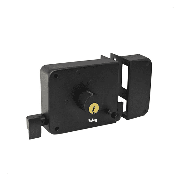 Cerradura Chapa De Sobreponer Seguridad Barra Puerta Izquierda Belug Negro