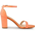 thumbnail image 6 of DARING DIVA Women's Ankle Strap Chunky Heels Glitter Vamp Open-Toe Sandals Orange 8.5, 6 of 7