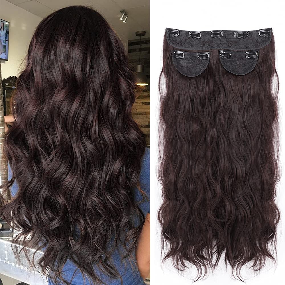 Hair Extensions Wavy Dark Brown Clip in Synthetic Hair Extensions  Hairpieces for Women 20 inches Full Head 3 260g (Dark Brown) | Walmart  Canada