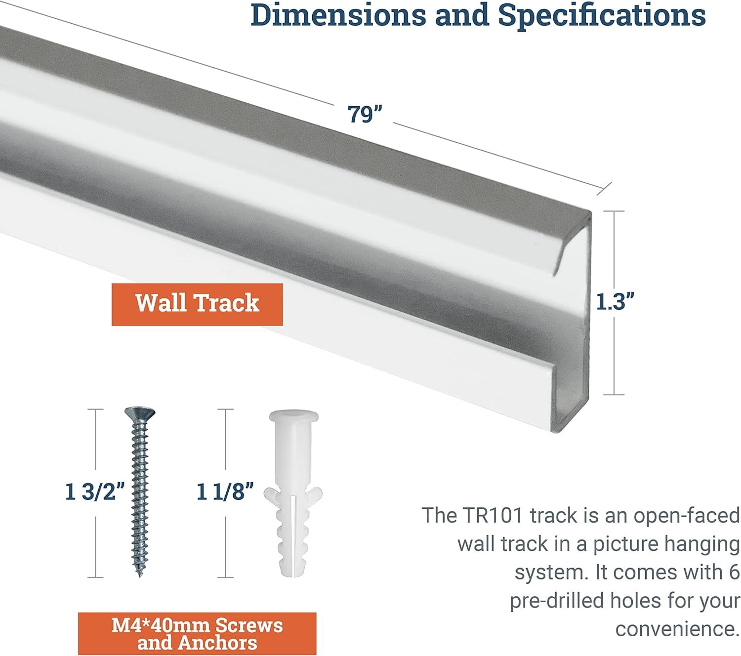 Picture Hang Solutions - 154-lb Capacity Wall Track - 79-Inch Picture Rail - Gallery Hanging Systems