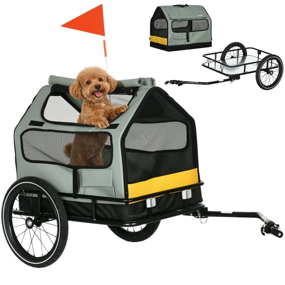 Aosom Remorque pour Vélo 3 en 1 pour Chien, Cargaison pour Animal, Lit pour Animal avec Attelage pour Petits Chiens