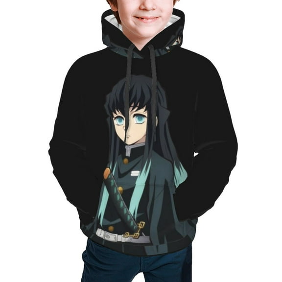Muichiro Tokito Kids' Hoodie 3d Print Sweatshirt Soft Pullover Hooded With Big Pockets For Boys Or Girls Small