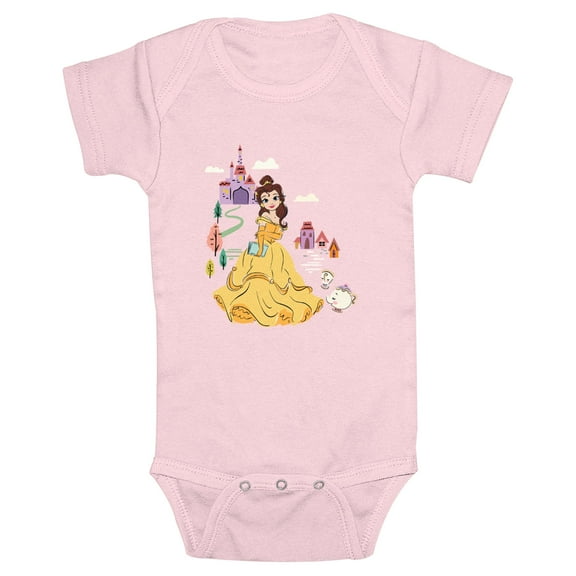Infant's Beauty and the Beast Cartoon Belle Castle Bodysuit