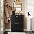 thumbnail image 2 of Small Shoe Storage Cabinet, Slim Shoe Rack Entryway, Narrow Shoe Organizer 2 Flip-Drawers for Front Door Entrance Hallway,Black, 2 of 18