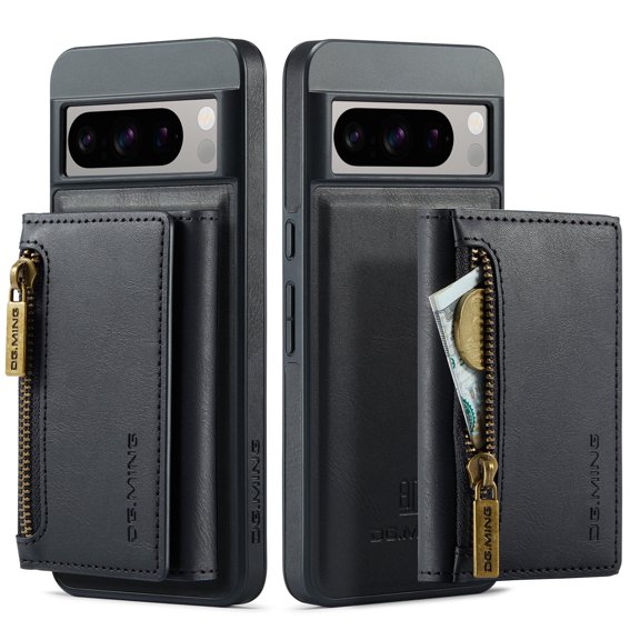 2 In 1 Detachable Magnetic Leather Wallet Phone Case For Google Pixel 9 Pro XL Zipper Card Slot Cover