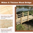 thumbnail image 6 of HOMEDIARY Fir Wood Garden Bridge, Outdoor Arc Footbridge Walkway with Double Safety Railings, Decorative Pond Bridge Landscaping w/550lbs Capacity for Backyard Farm Garden Creek Pond Decor, Natural, 6 of 8