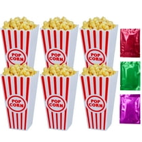 Popcorn Bucket Reusable, (6) White and Red Plastic Containers Solo Tubs Home Theater Movie Nights Concession Halloween Christmas Autumn Fall Carnival Birthday Party w/ Bonus Snoep in Beperkte Oplage