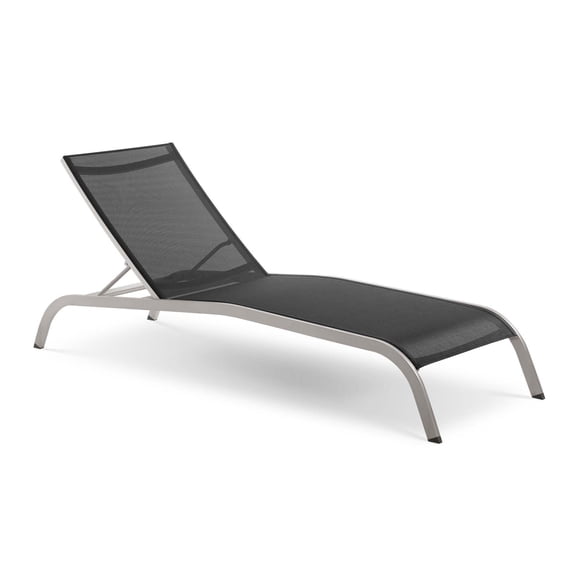 Modway Savannah Outdoor Patio Aluminum and Mesh Chaise Lounge Chair in Black