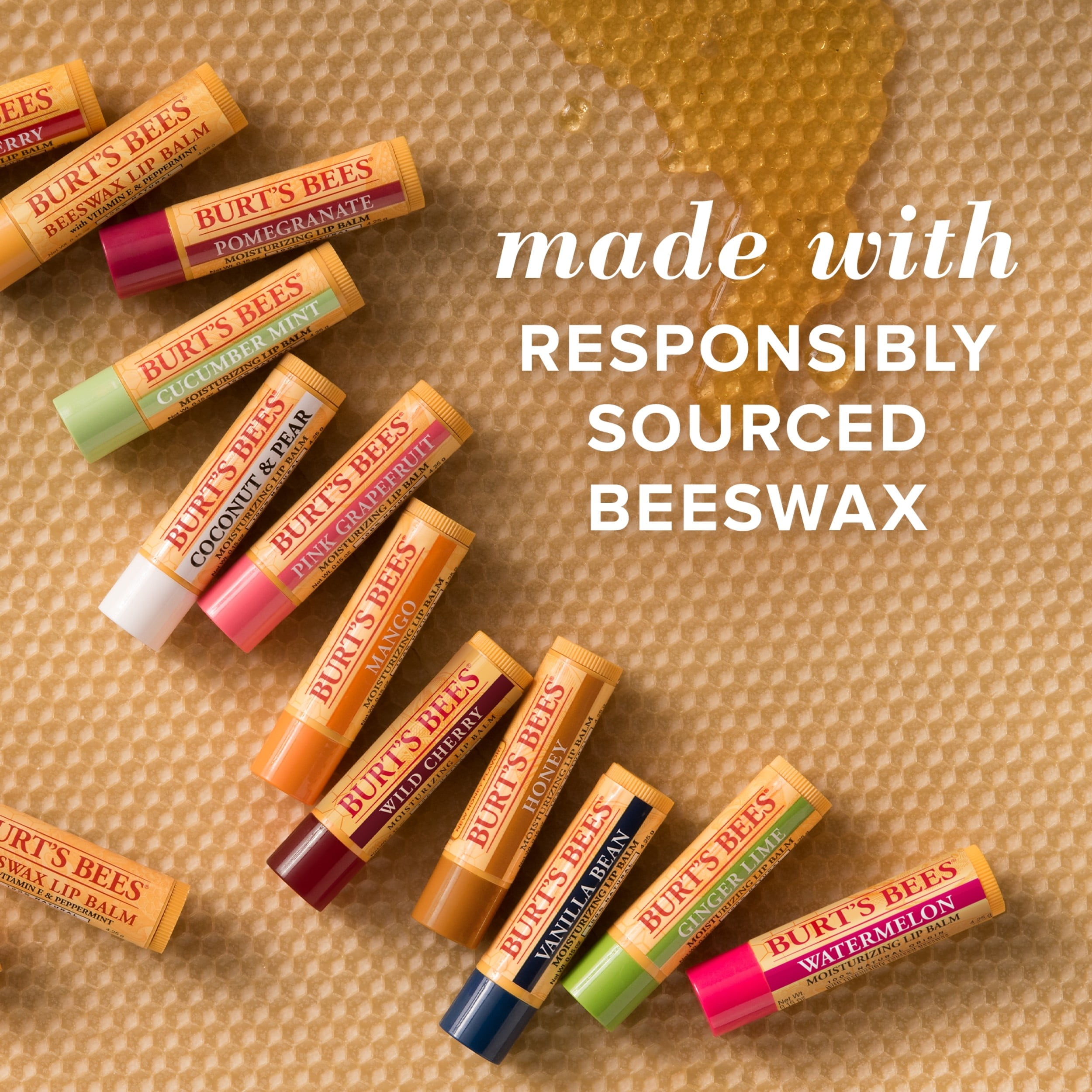 Burt's Bees 100% Natural Moisturizing Lip Balm, Honey with Beeswax, 1 Tube  - Walmart.com
