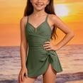 thumbnail image 6 of yoeyez Teen Girls Swimsuits Criss Cross One Piece Bathing Suits Push Up Tummy Control Swimwear Front U-Wire Tie Knot 2026 Swim Dress, 6 of 7