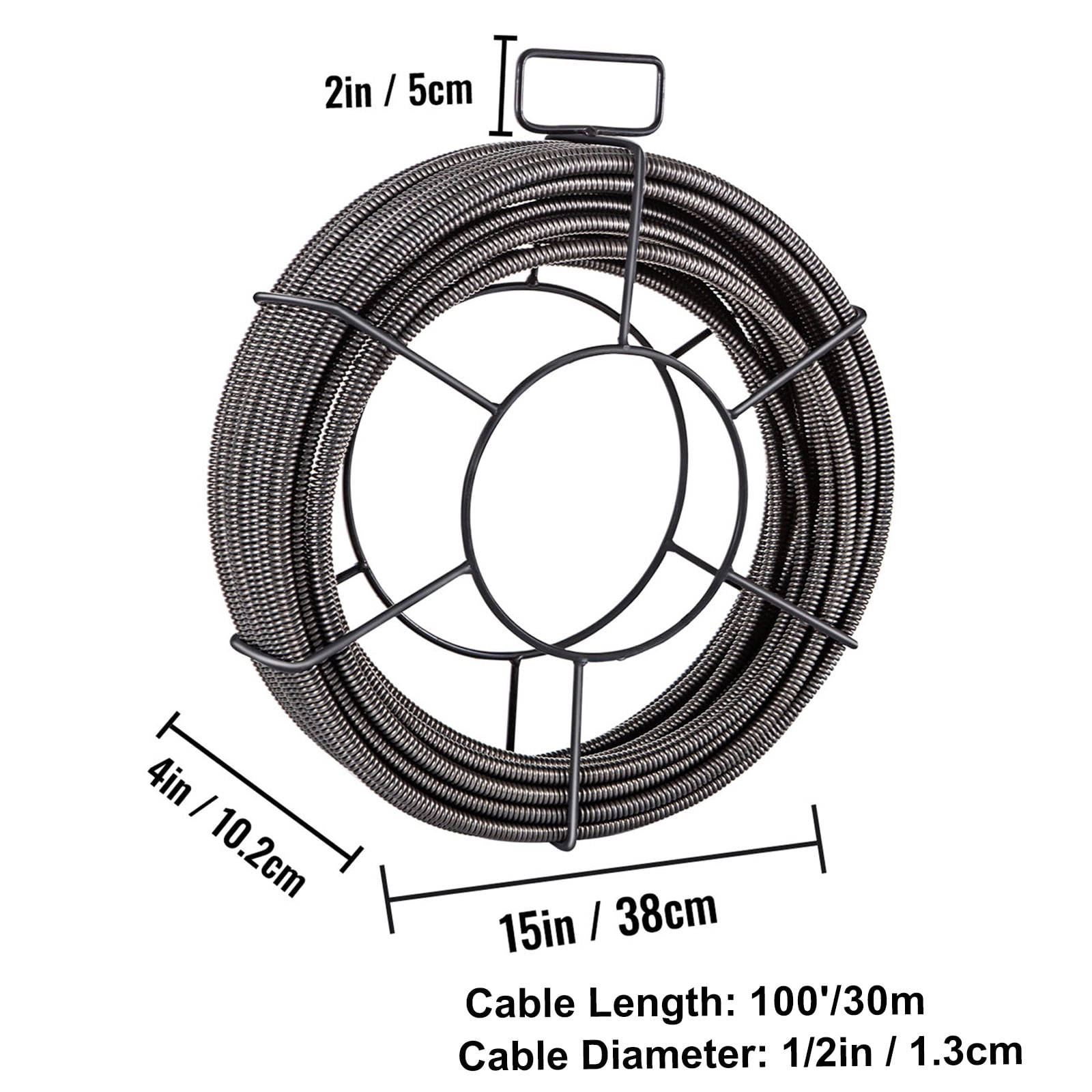 SKYSHALO Drain Cleaning Cable 100 Feet x 1/2 Inch Solid Core Cable Sewer Cable Drain Auger Cable Cleaner Snake Clog Pipe Drain Cleaning Cable Sewer Drain Auger Snake Pipe