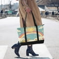 thumbnail image 4 of FORMRS Canvas Laptop Tote Bag for Women with 15.6" Computer Compartments Shoulder Handbag, Retro Beige Rainbow, 4 of 7