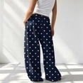thumbnail image 4 of Dweltoz Women's Polka Dot Barrel Sweatpants Wide Leg Pants Drawstring Elastic Waist Loose Fit Casual Sweat Pants with Pockets Lounge Trousers,Navy XS, 4 of 5