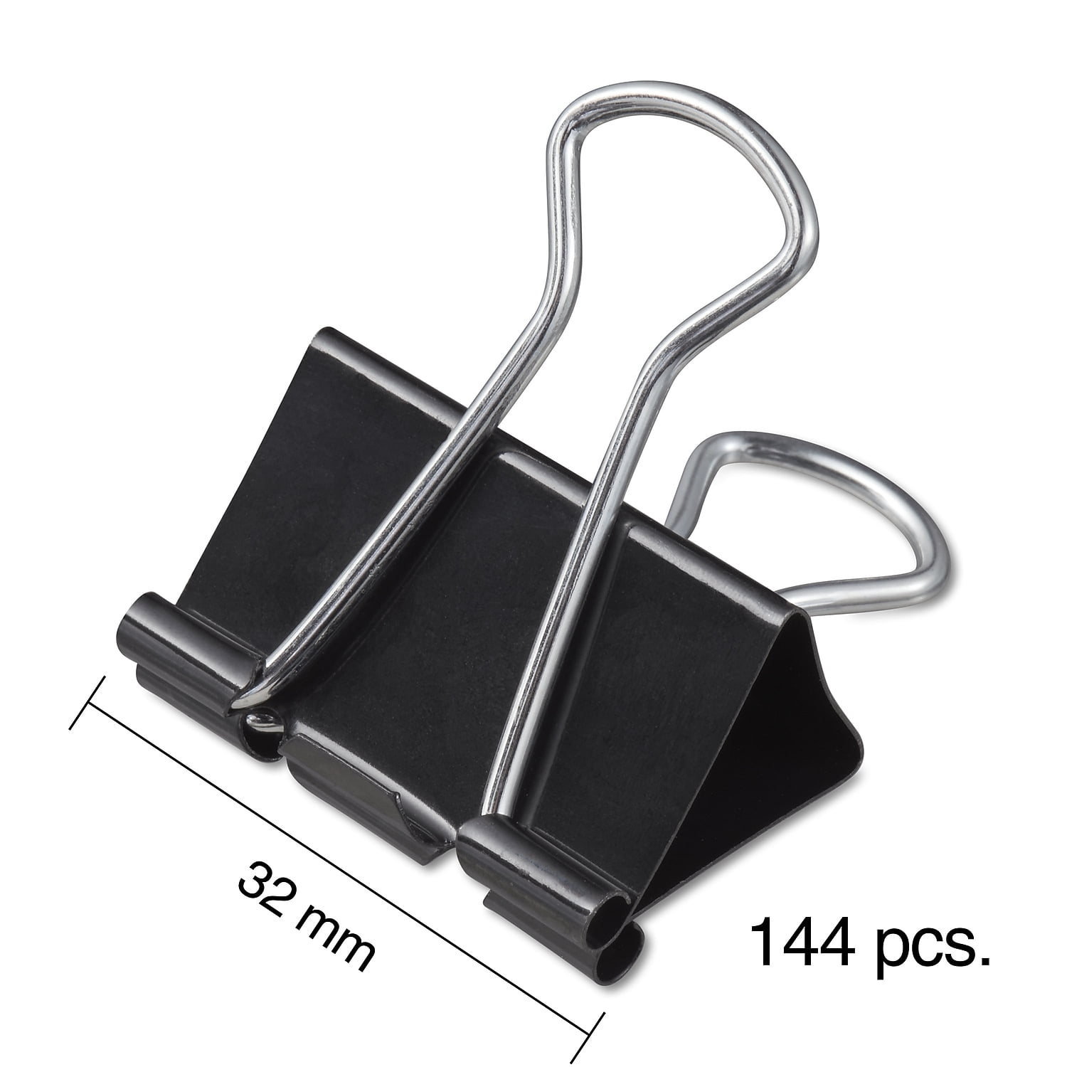 Staples Medium Binder Clips Bulk PK Blk 1 1/4" Size with 5/8" Capacity 144/PK 395200