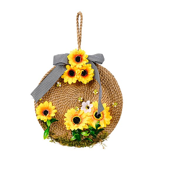Outdoor Bee Wreath Sunflower Decoration Bee Festival Spring Summer Yard Decoration Home