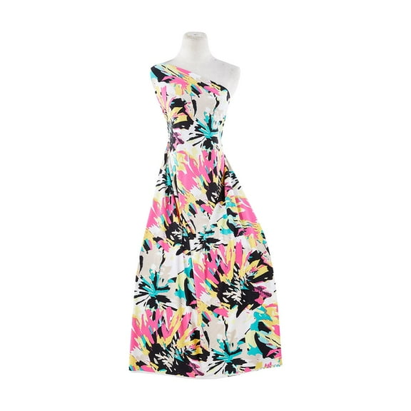 Zelouf Splash Floral On Ity , Sewing, DIY, Crafts Fabric by the Yard, 153 Yellow/pink, 3 Yard