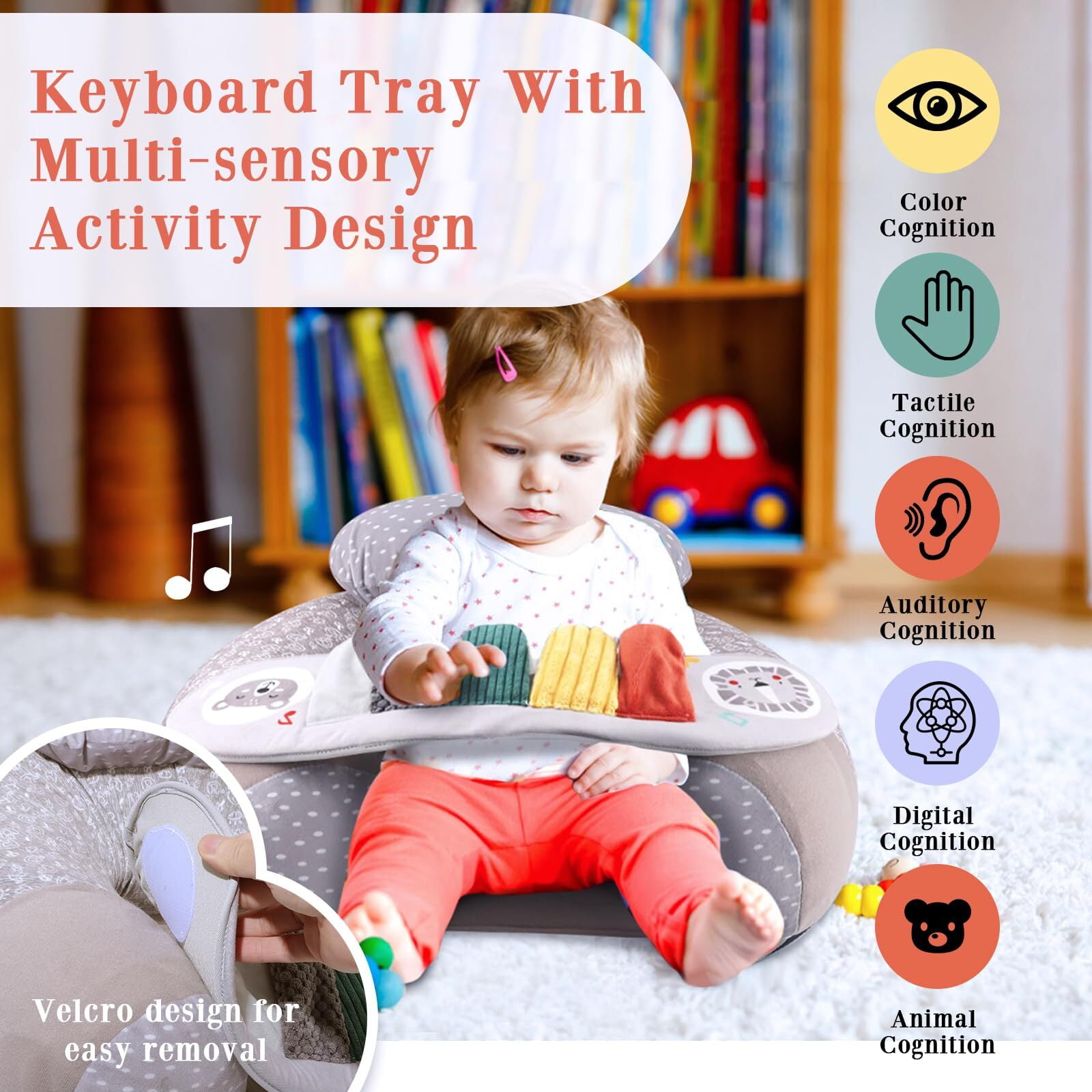 RoamReady Infant Inflatable Baby Chair with Non-Toxic PVC Cover and Sensory Tray, 3-36 Months