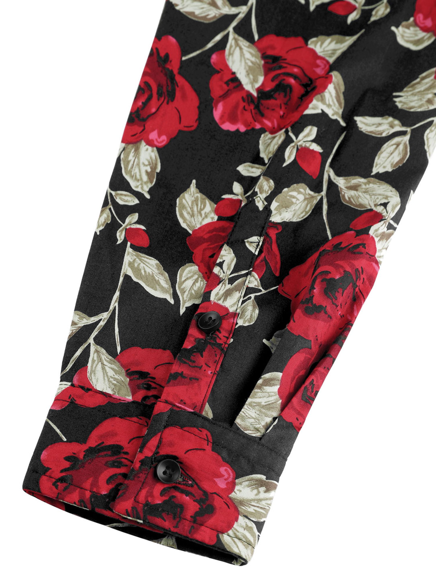 MODA NOVA Big & Tall Men's Floral Point Collar Long Sleeve Hawaiian Shirt Black Rose 3XLT - image 5 of 6
