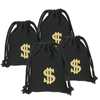 Boao 24 Piece Canvas Money Bag Pouch with Drawstring Closure and Dollar  Sign Symbol Money Sacks for Toy Birthday Party Favors, Costume Money Props