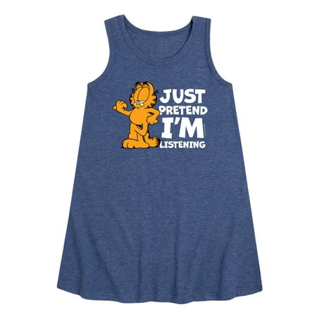 

Garfield - Pretend I m Listening - Toddler and Youth Girls A-line Dress