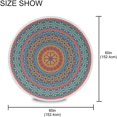 thumbnail image 4 of Round Tablecloth Indianturkish Ethnic Mandala Polyester Tablecover 60 Inch with Lace Design, Anti-Wrinkle and Smooth Table Cloth for Kitchen/Home Decoration, 4 of 8