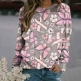 thumbnail image 2 of WREESH Breast Cancer Awareness Sweatshirt For Women Pink Ribbon Print Pullover Fall Loose Long Sleeve Crewneck Tee Tops Soft Lightweight Cute Sweatshirt Pink F, 2 of 4