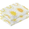 thumbnail image 2 of Dreamtimes 2 Piece Yellow Graffiti Sun Hand Towels for Bath Decorative, Pure Cotton Guest Towels Fingertip Towels for Bathroom Spa Gym,16 x 28 inch, 2 of 7