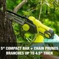 thumbnail image 3 of Sun Joe 24V Cordless 5-inch Handheld Pruning Chainsaw, 2.0-Ah Battery & Charger, 3 of 18