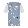 thumbnail image 4 of EINCcm Womens Square Neck Lace Short Sleeve Tops Floral Print Front Pleated Blouse Dressy Boho Tunic Tops Summer Tshirt Tops, 4 of 5