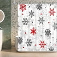 thumbnail image 2 of Christmas Shower Curtain Winter Snowflake Shower Curtains Red Grey White Abstract Geometry Shower Curtain Sets Fabric Bathroom Curtain 72x84 in with 12 Hooks, 2 of 6