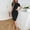 Black, variant on Women's Casual Tennis Dress Elegant Solid Color Summer Short Sleeve Round Neck Dress with Elastic Waistband for Comfortable Fit White L