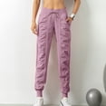 thumbnail image 2 of Summer Pants for Womenwear Sports Loose Running Yoga Fitness Pocket Casual Nine Bound Leg Pants Chinos for Women Wide Legged Women Casual High Waist Fashion Sweatpants Seersucker Light Purple 2XL, 2 of 5