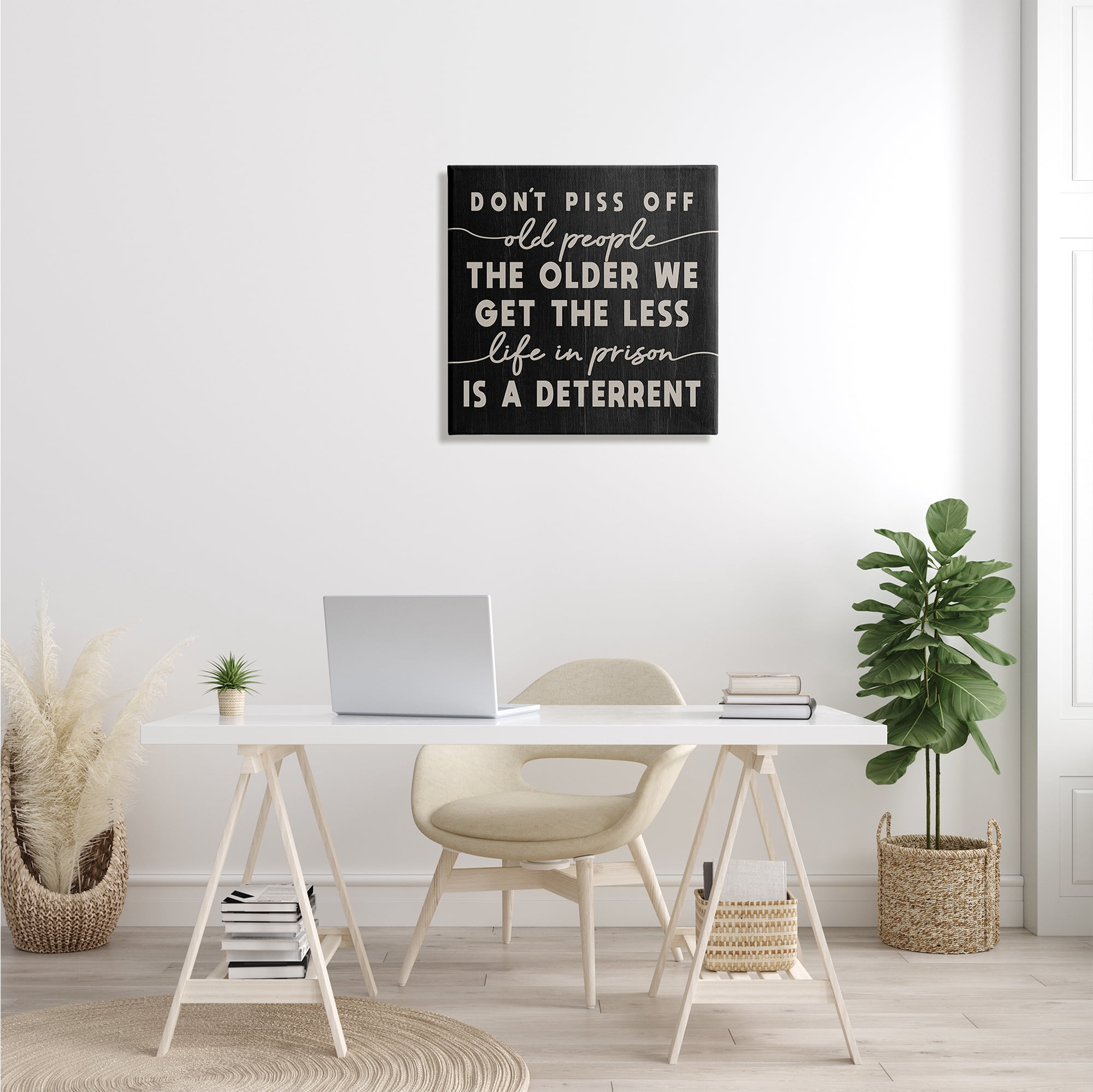 Stupell Industries Don't Piss Off Old People Quote Funny Age Joke, 24 x 24, Designed by Daphne Polselli