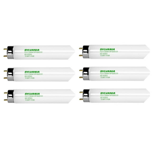 (case of 6 tubes) Sylvania 22407 Fluorescent T8 Lamp, 24 inches, 15 watt, FO17/15W/841/XP/SS/ECO3, 4100K Cool White, Octron Fluorescent tube