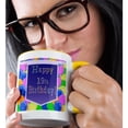 thumbnail image 2 of 3drose, Balloons with Purple Banner Happy 19th Birthday, 15oz Two-tone Yellow Mug, 2 of 6