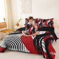 thumbnail image 4 of Homewish Swirl Circle 7 Pieces Full Size Bedding Sets,Modern Artwork Full Size Bed in a Bag,Red White Black,Black Reversible, 4 of 8