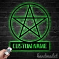 thumbnail image 3 of Handmadetneonsign Pagan Symbol Name Metal Wall Art Led Light, Pagan Pentagram Shaped Metal Sign, 3 of 5