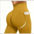 thumbnail image 6 of nerohusy Women's Yoga Pants Legging High Waist Cargo Leggings Workout Leggings Tummy Control Running Gym Yoga Pants with Pocket Yellow,L, 6 of 8
