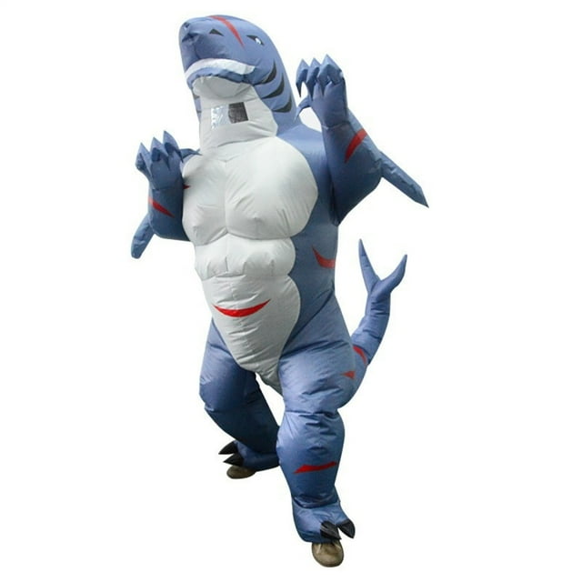 Disfraz de tiburón inflable de Halloween para adultos, disfraz divertido de Cosplay de Halloween