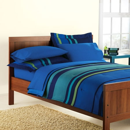 Mainstays Plaza Striped Bed in a Bag, Blue