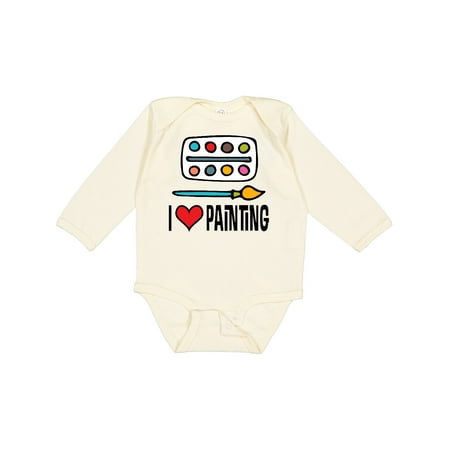 

Inktastic I Love Painting Art Set Boys or Girls Long Sleeve Baby Bodysuit