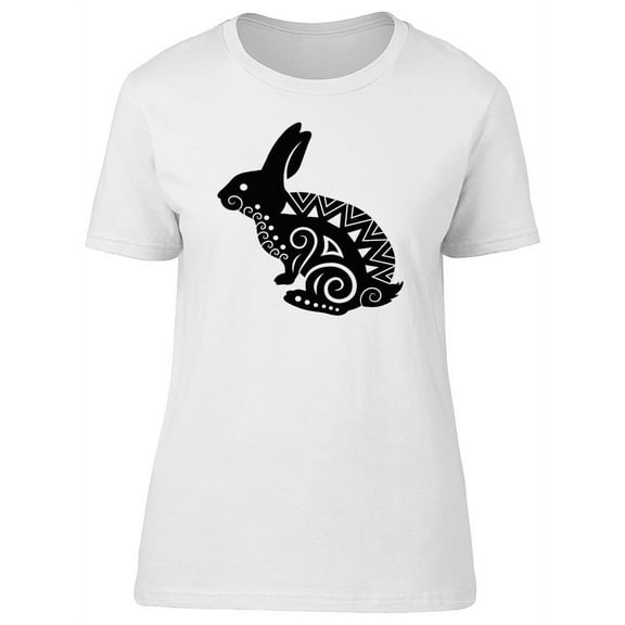 Beautiful Paisley Rabbit Doodle T-Shirt Women -Image by Shutterstock, Female XX-Large