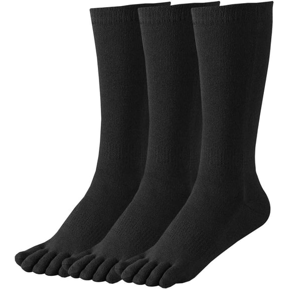 3 Pairs Women's Toe Socks Cotton Crew Athletic Running Five Finger Socks