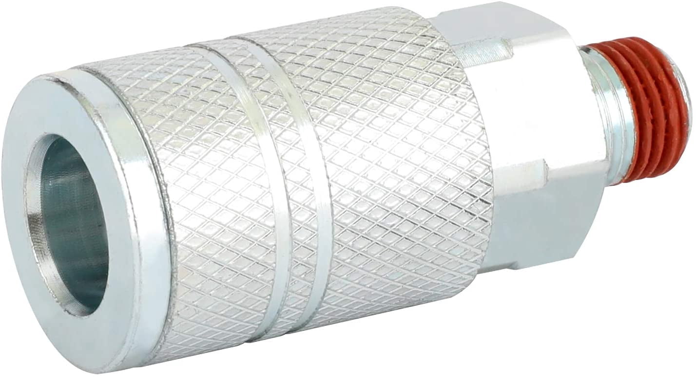 MKEUDQ-Industrial Air Coupler Set, 3/8 Inch Body Size, 1/4 Inch NPT Male Threads Size, Steel Air Compressor Hose Accessories Fitting