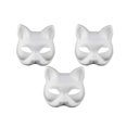 thumbnail image 1 of 3 piezas máscara facial de gato DIY máscara pintada a mano en blanco máscara de enseñanza de jardín de infantes para niños disfraz de disfraces de Halloween Cosplay accesorio (blanco) HOMEMAXS HaoMX5782101, 1 of 6